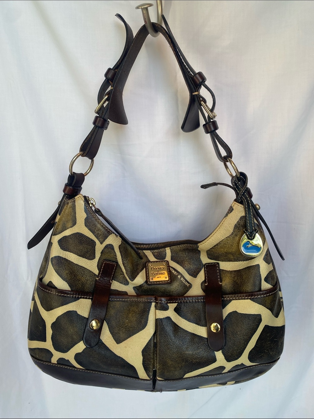 Dooney & Bourke Brown and Cream Giraffe-Print Shoulder Bag